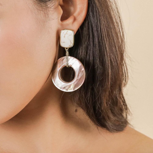 Серьги Nature Bijoux, Alhambra, с перламутром и говлитом, NB25.1-12-90027 коричневый фото 3